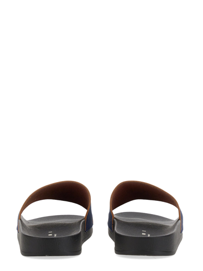 Shop Marni Slide Sandal With Logo In Blu