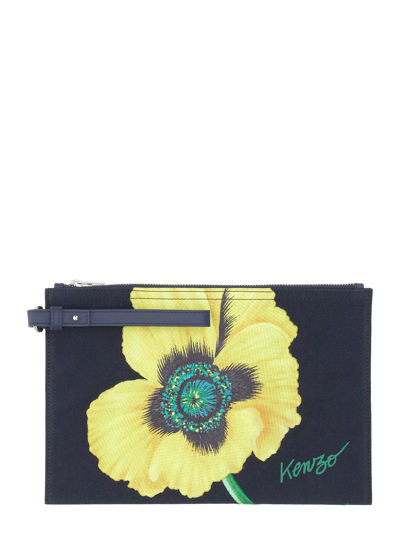 Shop Kenzo Big Boke Flower Clutch Bag In Blu
