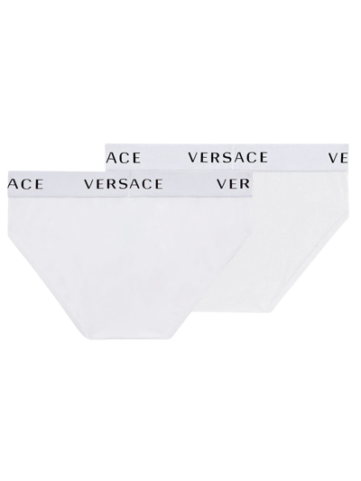 Shop Versace Pack Of Two Logo Briefs In Multicolor