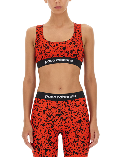 Shop Rabanne Top With Logoed Band In Rosso