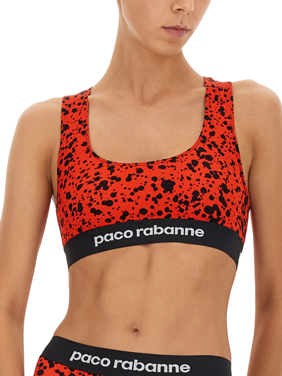 Shop Rabanne Top With Logoed Band In Rosso