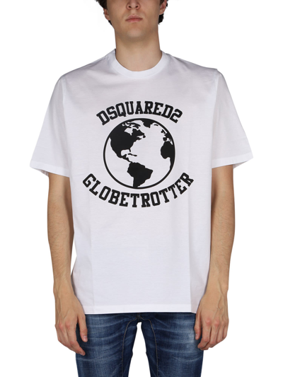 Shop Dsquared2 Globetrotter T-shirt In Bianco