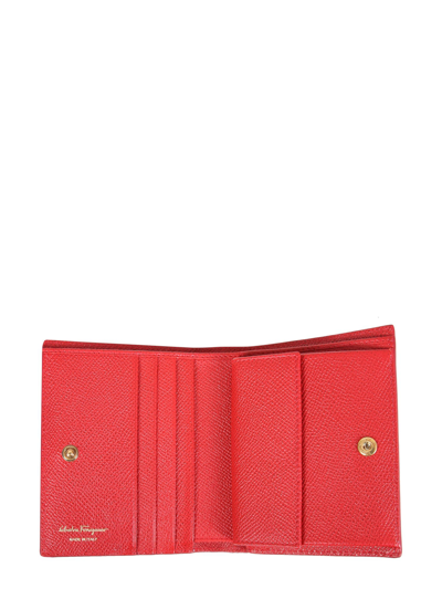 Shop Ferragamo Compact Wallet Gancini In Rosso