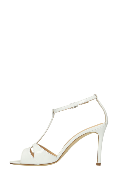 Shop Julie Dee Sandals In White Patent Leather