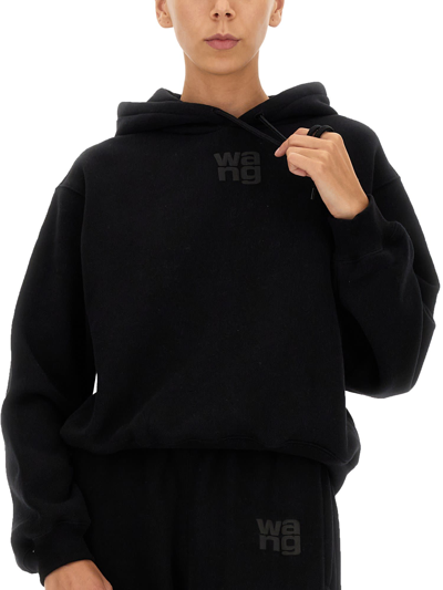Shop Alexander Wang T Sweatshirt With Embossed Logo In Nero