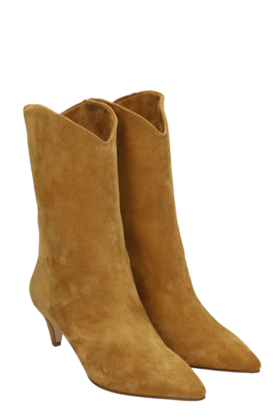 Shop Julie Dee High Heels Ankle Boots In Leather Color Suede
