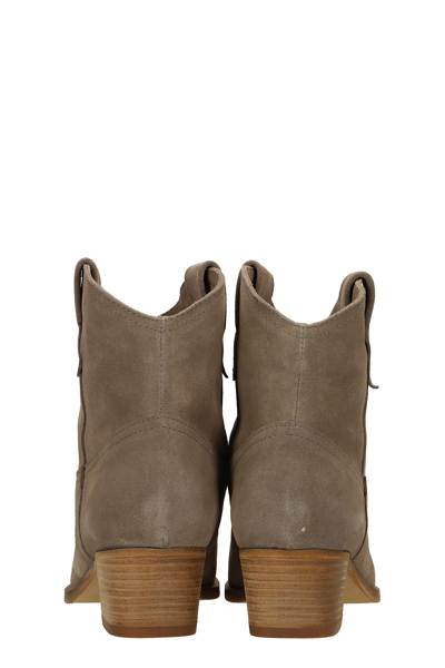 Shop Julie Dee Texan Ankle Boots In Beige Suede