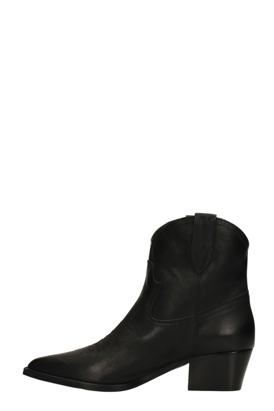 Shop Julie Dee Texan Ankle Boots In Black Leather