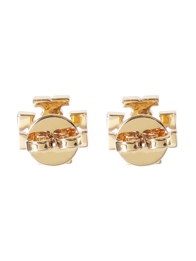 Shop Tory Burch Crystal Logo Earrings In Oro