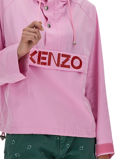 Shop Kenzo Logo Print Windbreaker In Rosa