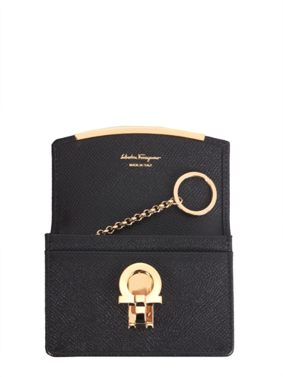 Shop Ferragamo Gancini Business Card Holder In Nero