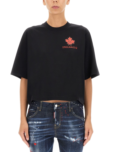 Shop Dsquared2 Smiling Maple T-shirt In Nero