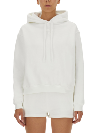 Shop Alexander Wang T Sweatshirt With Embossed Logo In Bianco