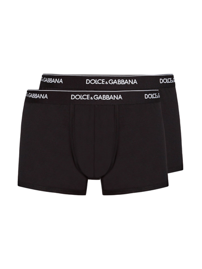 Shop Dolce & Gabbana Pack Of Two Boxers In Nero