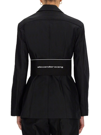 Shop Alexander Wang Jacket With Logo Band In Nero