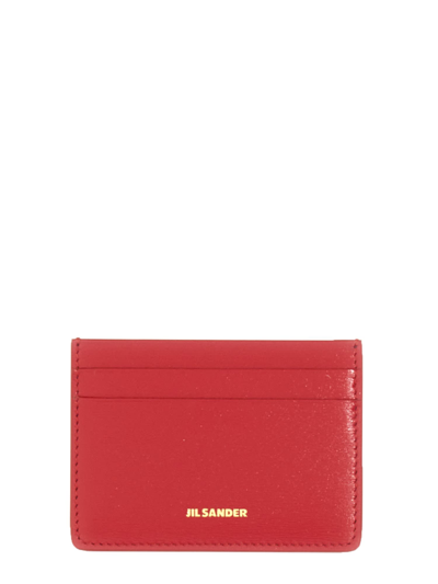 Shop Jil Sander Leather Card Holder In Rosso