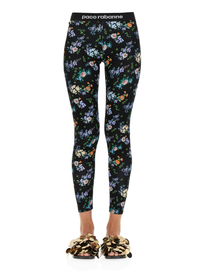 Shop Rabanne Leggings With Logoed Band In Multicolor
