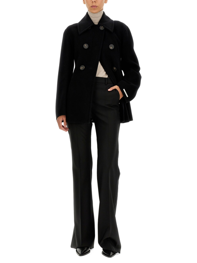 Shop Sportmax Double-breasted Long-sleeved Jacket In Nero