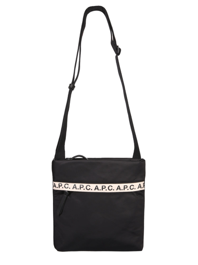 Shop Apc Shoulder Bag With Logo In Nero