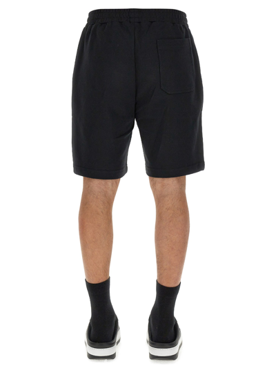 Shop Helmut Lang Bermuda With Logo Print In Nero