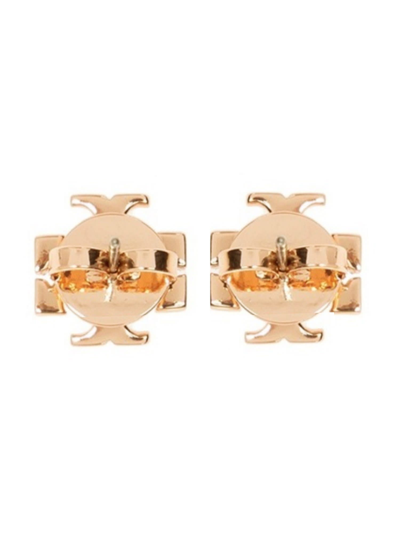 Shop Tory Burch Kira Stud Logo Earrings In Oro