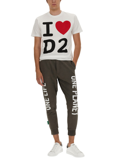 Shop Dsquared2 T-shirt With I Love D2 Print In Bianco