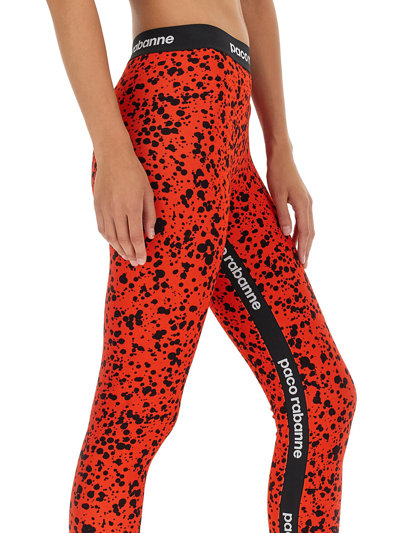 Shop Rabanne Leggings With Logoed Band In Rosso