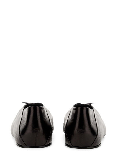 Shop Jil Sander Leather Ballerina In Nero