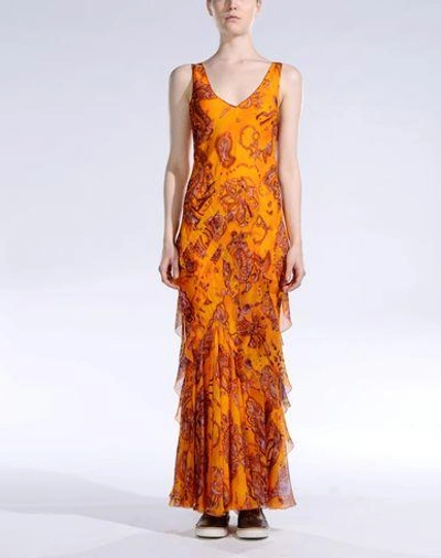 Shop John Galliano Long Dress In Orange