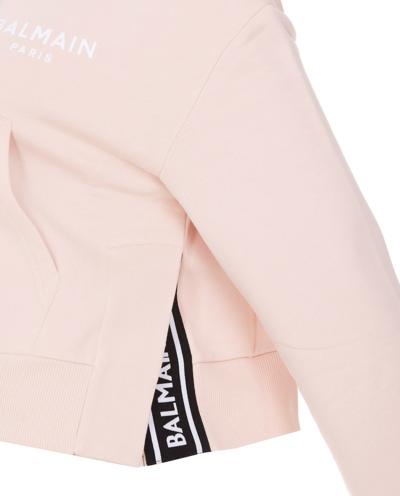 Shop Balmain Logo Hoodie In Pink