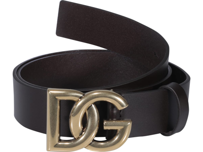 Shop Dolce & Gabbana Cintura Logata Cuoio Lux In Black