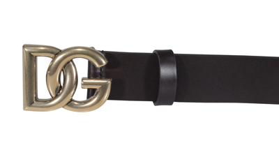Shop Dolce & Gabbana Cintura Logata Cuoio Lux In Black