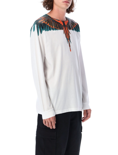 Shop Marcelo Burlon County Of Milan Icon Wings Long Sleeves T-shirt In White