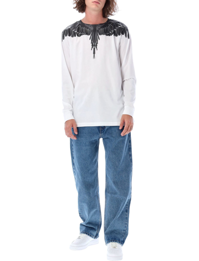Shop Marcelo Burlon County Of Milan Icon Wings Long Sleeves T-shirt In White