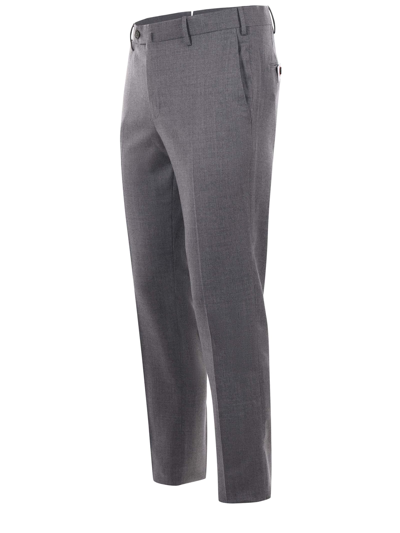 Shop Pt01 Pantaloni  In Tecno Lana Stretch In Grigio