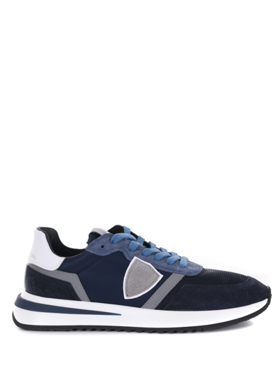 Shop Philippe Model Sneakers  Tropez 2.1 Low In Camoscio E Nylon In Blu