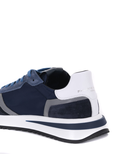Shop Philippe Model Sneakers  Tropez 2.1 Low In Camoscio E Nylon In Blu