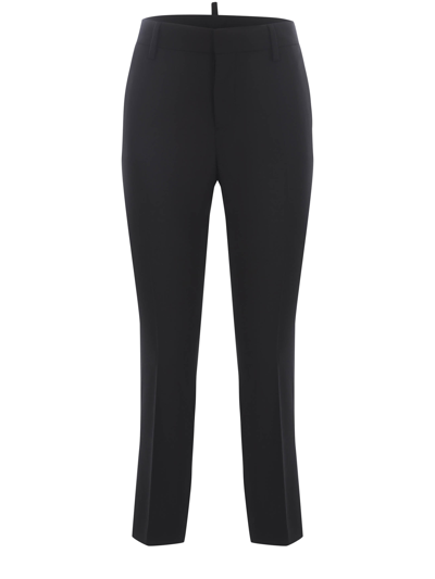 Shop Dsquared2 Trousers In Virgin Wool Blend In Nero