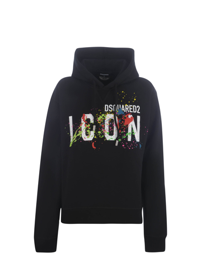 Shop Dsquared2 Sweatshirt Hoodie  In Cotton In Nero