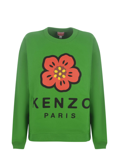 Shop Kenzo Sweatshirt  Fiore In Cotton In Verde