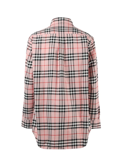 Shop Burberry All-over Check Shirt In Dusty Pink Ip Check
