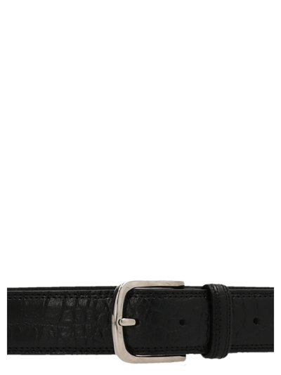 Shop D'amico Croc Print Belt In Black