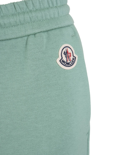Shop Moncler Woman Mint Green Tapered Fleece Sport Pants In Verde Menta
