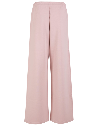 Shop Moncler Woman Pink Wide Leg Sports Trousers In Rosa