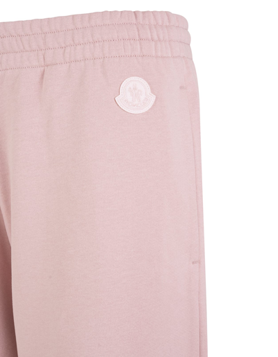 Shop Moncler Woman Pink Wide Leg Sports Trousers In Rosa