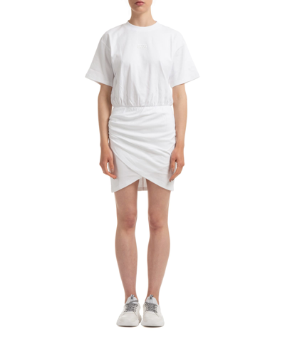 Shop Gcds Cotton Mini Dress In Bianco