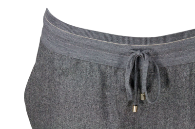 Shop Lorena Antoniazzi Stretch Wool Jogging Trousers With Elastic And Drawstring At The Waist In Grey