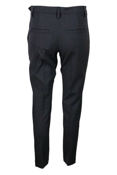 Brunello Cucinelli Monili-Beaded Pants Black Stretch Wool Size US