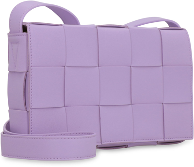 Shop Bottega Veneta Cassette Leather Crossbody Bag In Lilac