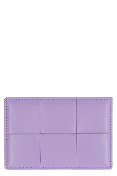 Shop Bottega Veneta Intrecciato Nappa Card Holder In Lilac